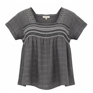 HAYDEN Denim Embroidered Boho Babydoll Flowy Top